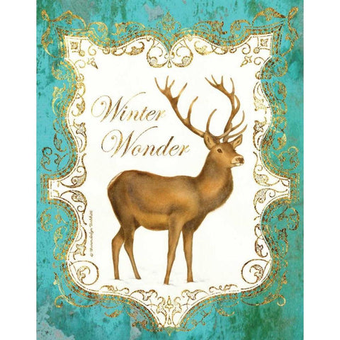 Deer in Snow White Modern Wood Framed Art Print by Babbitt, Gwendolyn