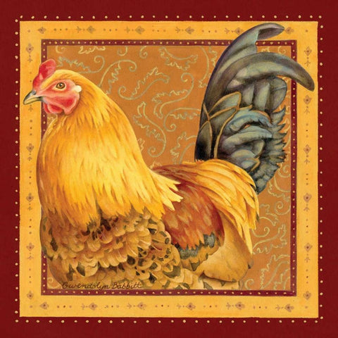 Country Rooster II White Modern Wood Framed Art Print by Babbitt, Gwendolyn