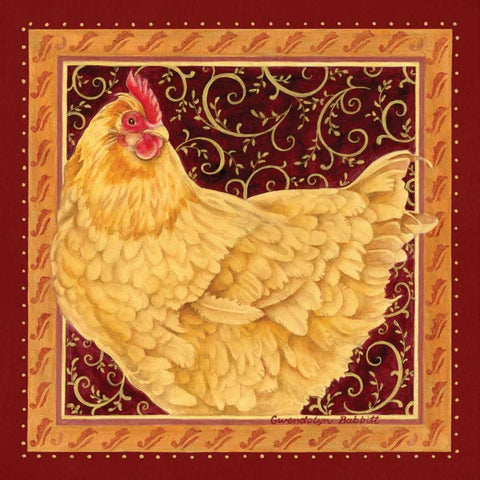 Country Hen I Gold Ornate Wood Framed Art Print with Double Matting by Babbitt, Gwendolyn