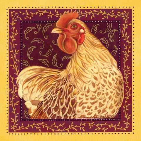 Country Hen II White Modern Wood Framed Art Print by Babbitt, Gwendolyn