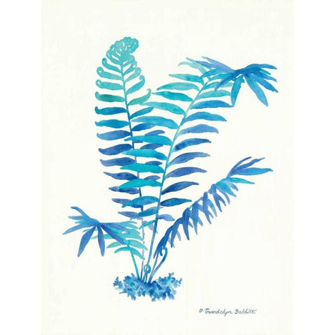 Ombre Fern I White Modern Wood Framed Art Print by Babbitt, Gwendolyn