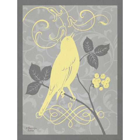 Grey and Yellow Bird III Black Modern Wood Framed Art Print with Double Matting by Babbitt, Gwendolyn