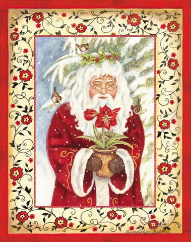 Father Christmas Black Ornate Wood Framed Art Print with Double Matting by Babbitt, Gwendolyn