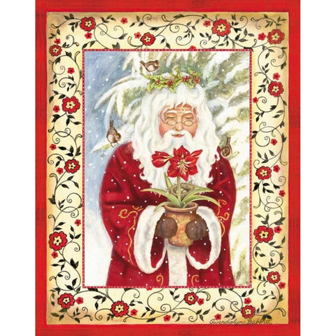 Father Christmas Gold Ornate Wood Framed Art Print with Double Matting by Babbitt, Gwendolyn
