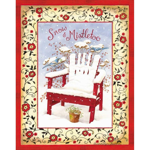 Snow and Mistletoe Gold Ornate Wood Framed Art Print with Double Matting by Babbitt, Gwendolyn