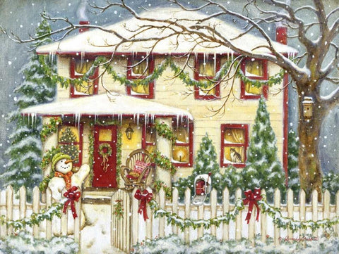 Home for the Holidays White Modern Wood Framed Art Print with Double Matting by Babbitt, Gwendolyn