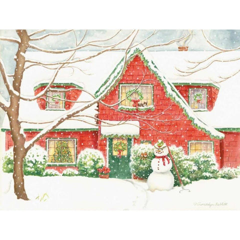 Home for Christmas Gold Ornate Wood Framed Art Print with Double Matting by Babbitt, Gwendolyn