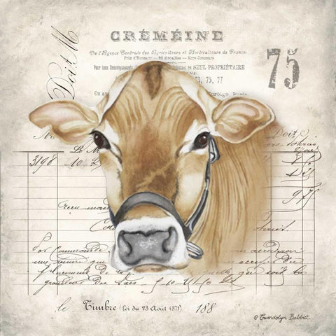 French Cow White Modern Wood Framed Art Print by Babbitt, Gwendolyn