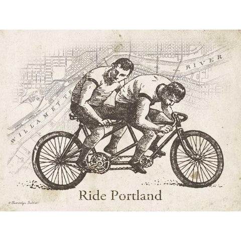 Ride Portland Gold Ornate Wood Framed Art Print with Double Matting by Babbitt, Gwendolyn