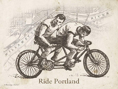 Ride Portland Black Ornate Wood Framed Art Print with Double Matting by Babbitt, Gwendolyn