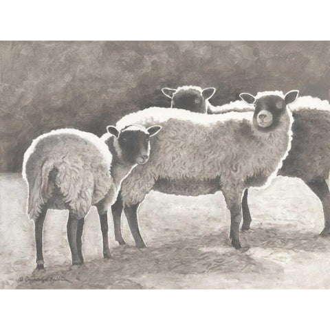 Three Heirloom Sheep Gold Ornate Wood Framed Art Print with Double Matting by Babbitt, Gwendolyn