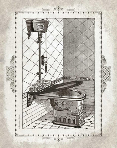 Victorian Toilet I Black Ornate Wood Framed Art Print with Double Matting by Babbitt, Gwendolyn