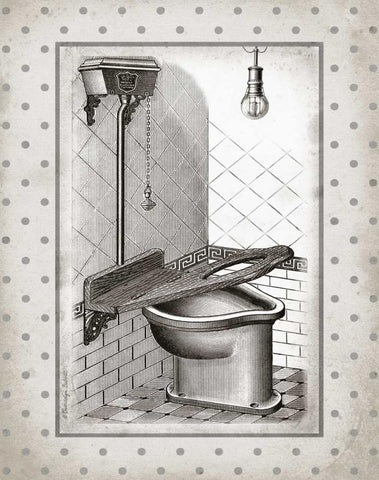 Water Closet II Black Ornate Wood Framed Art Print with Double Matting by Babbitt, Gwendolyn