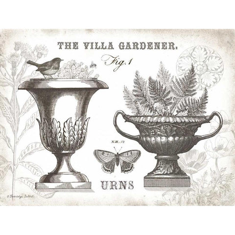 Garden Urns Gold Ornate Wood Framed Art Print with Double Matting by Babbitt, Gwendolyn