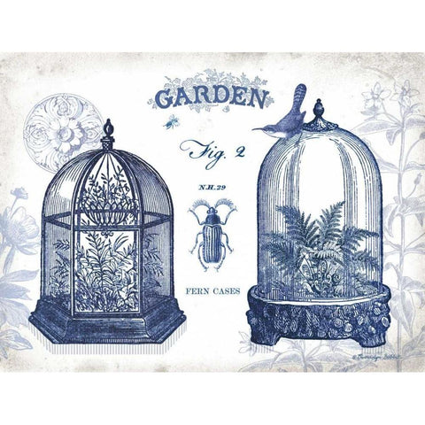 Garden Cloches Indigo Black Modern Wood Framed Art Print with Double Matting by Babbitt, Gwendolyn