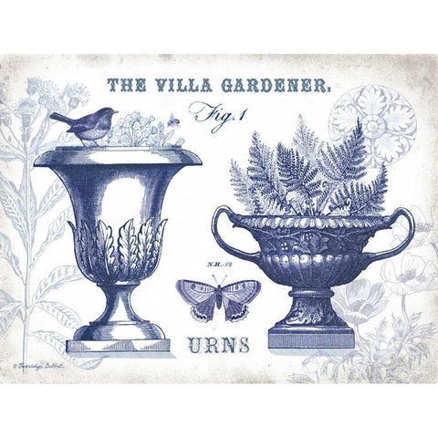 Garden Urns Indigo Black Modern Wood Framed Art Print with Double Matting by Babbitt, Gwendolyn