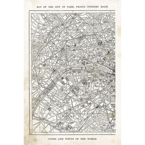 Paris Map I Black Modern Wood Framed Art Print with Double Matting by Babbitt, Gwendolyn