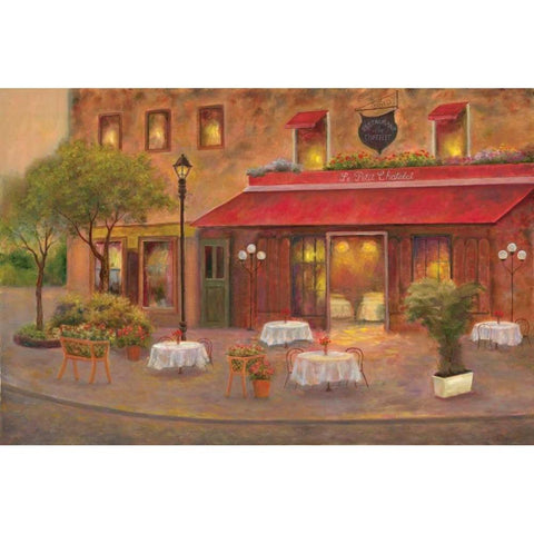 Dining in Paris II White Modern Wood Framed Art Print by Bailey, Carol