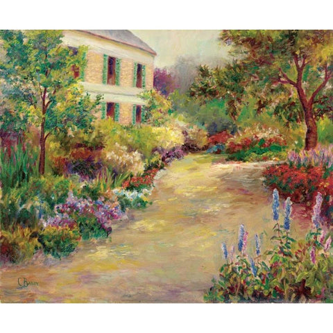 Monets House Black Modern Wood Framed Art Print with Double Matting by Bailey, Carol