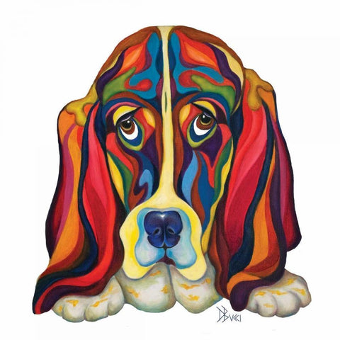 Basset Hound Black Modern Wood Framed Art Print with Double Matting by Bucci, Debra