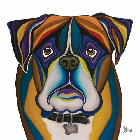 Boxer Black Modern Wood Framed Art Print with Double Matting by Bucci, Debra