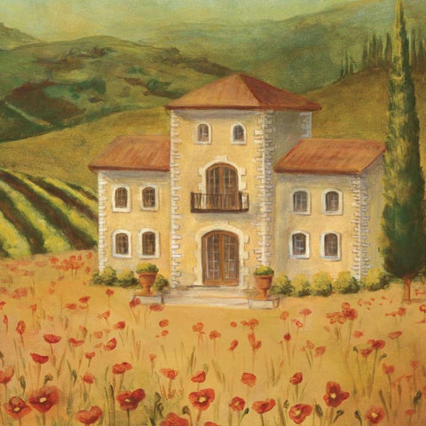 Tuscan Landscape II White Modern Wood Framed Art Print with Double Matting by Belamar, Ella