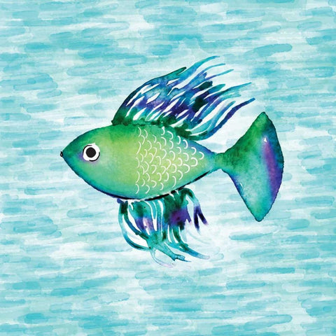 Deep Sea Green Fish White Modern Wood Framed Art Print by Berrenson, Sara