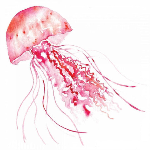 Pink Jellyfish White Modern Wood Framed Art Print by Berrenson, Sara