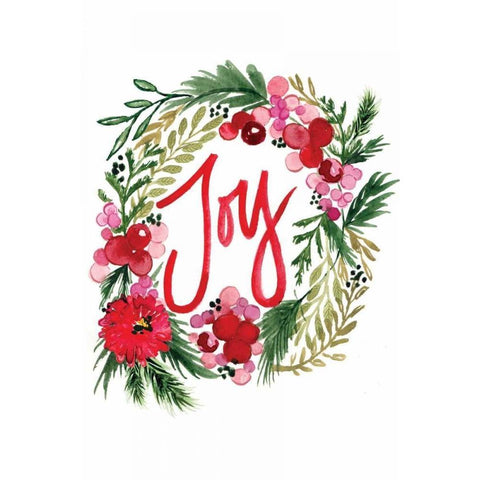 Joy Wreath White Modern Wood Framed Art Print by Berrenson, Sara