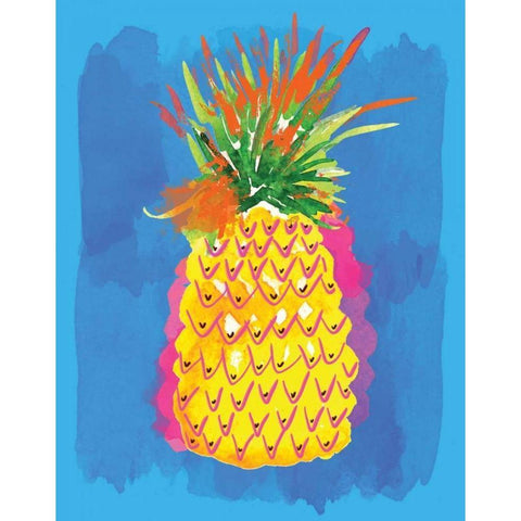 Pineapple Black Modern Wood Framed Art Print by Berrenson, Sara