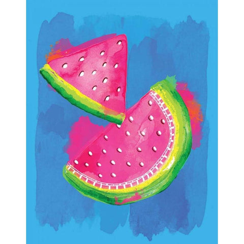 Watermelon Black Modern Wood Framed Art Print with Double Matting by Berrenson, Sara