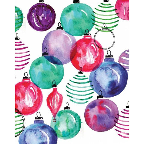 Watercolor Ornaments White Modern Wood Framed Art Print by Berrenson, Sara