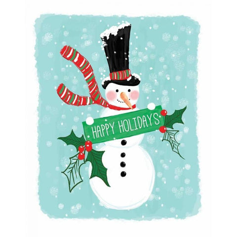 Holiday Snowman Black Modern Wood Framed Art Print with Double Matting by Berrenson, Sara