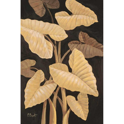 Tropical Leaves Black Modern Wood Framed Art Print with Double Matting by Brent, Paul