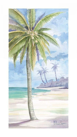 Palm Island I Black Ornate Wood Framed Art Print with Double Matting by Brent, Paul