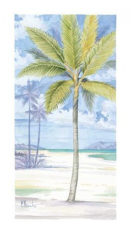 Palm Island II Black Ornate Wood Framed Art Print with Double Matting by Brent, Paul