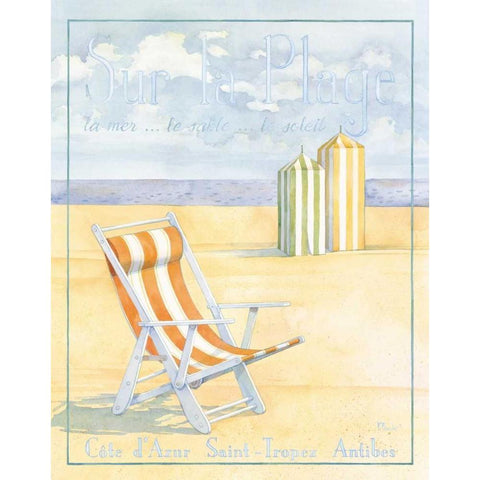 Sur la Plage White Modern Wood Framed Art Print by Brent, Paul