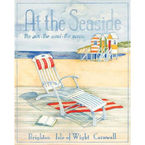 At the Seaside White Modern Wood Framed Art Print by Brent, Paul