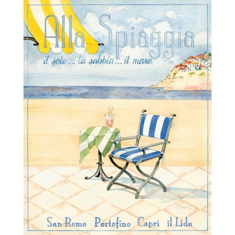 Alla Spiaggia Black Modern Wood Framed Art Print with Double Matting by Brent, Paul