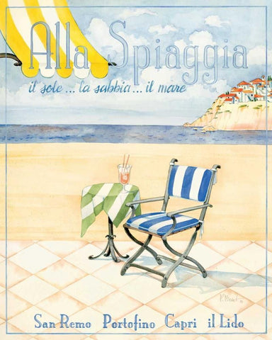 Alla Spiaggia White Modern Wood Framed Art Print with Double Matting by Brent, Paul