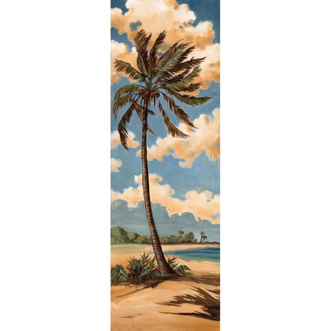 Palm Breeze I Black Modern Wood Framed Art Print with Double Matting by Brent, Paul