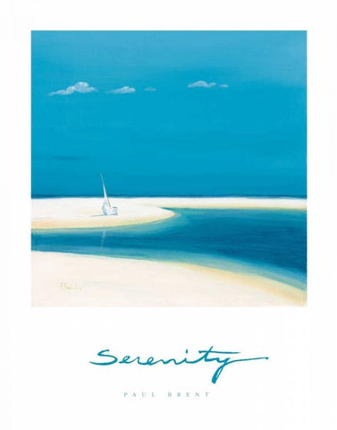 Serenity White Modern Wood Framed Art Print with Double Matting by Brent, Paul