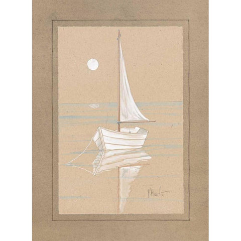 White Sailboat White Modern Wood Framed Art Print by Brent, Paul