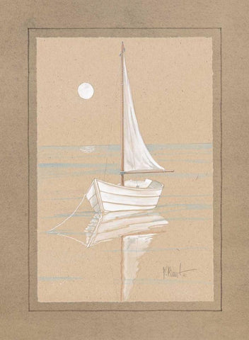 White Sailboat White Modern Wood Framed Art Print with Double Matting by Brent, Paul