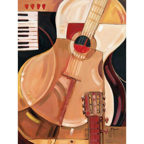 Abstract Guitar White Modern Wood Framed Art Print by Brent, Paul