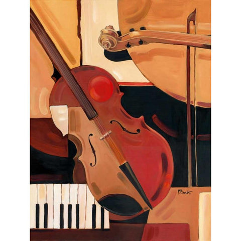 Abstract Violin White Modern Wood Framed Art Print by Brent, Paul