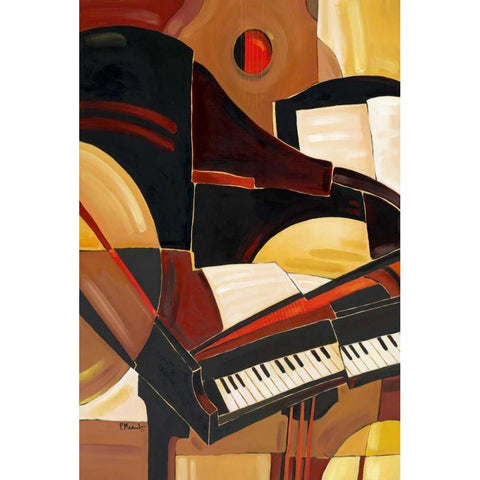 Abstract Piano Black Modern Wood Framed Art Print with Double Matting by Brent, Paul