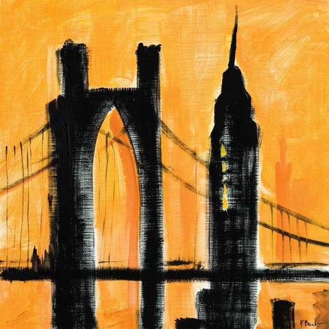 Amber Cityscape White Modern Wood Framed Art Print by Brent, Paul