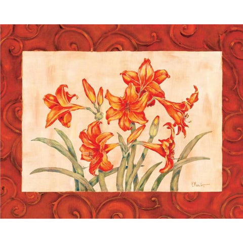 Linen Scroll Tulip Gold Ornate Wood Framed Art Print with Double Matting by Brent, Paul