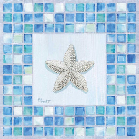 Mosaic Starfish White Modern Wood Framed Art Print with Double Matting by Brent, Paul